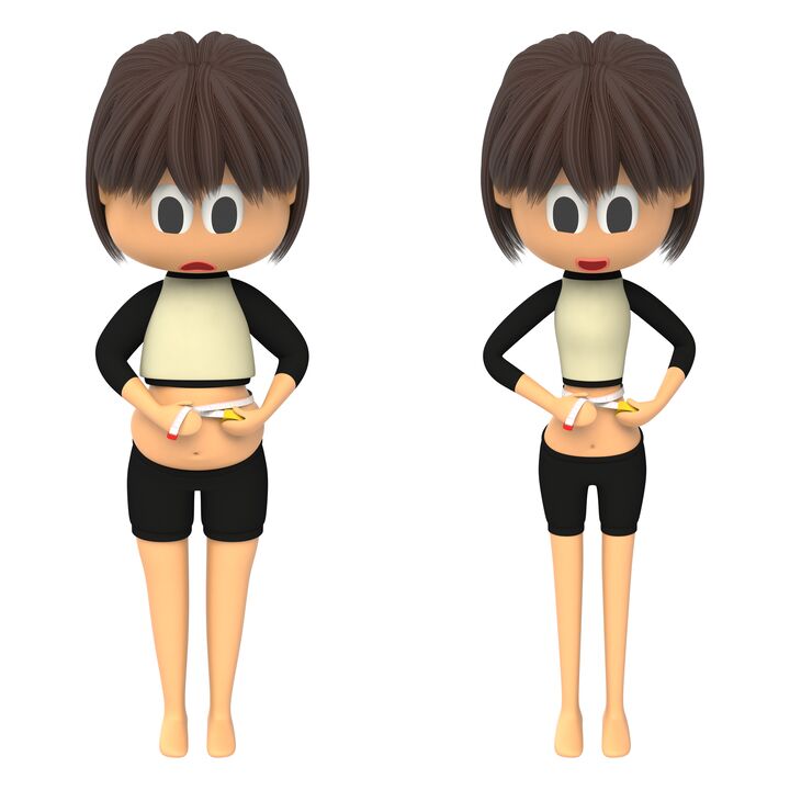 Pengukuran pinggang sebelum dan selepas penurunan berat badan yang berkesan